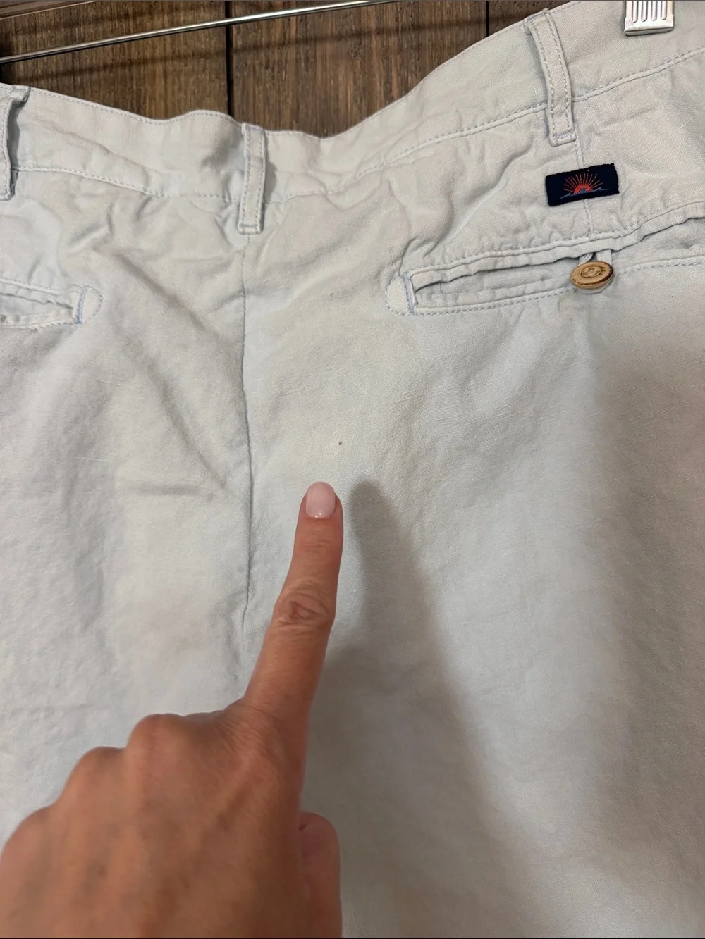Faherty Linen Cotton Blend Shorts Mens 34 Blue Chino Coastal Beach Casual Summer